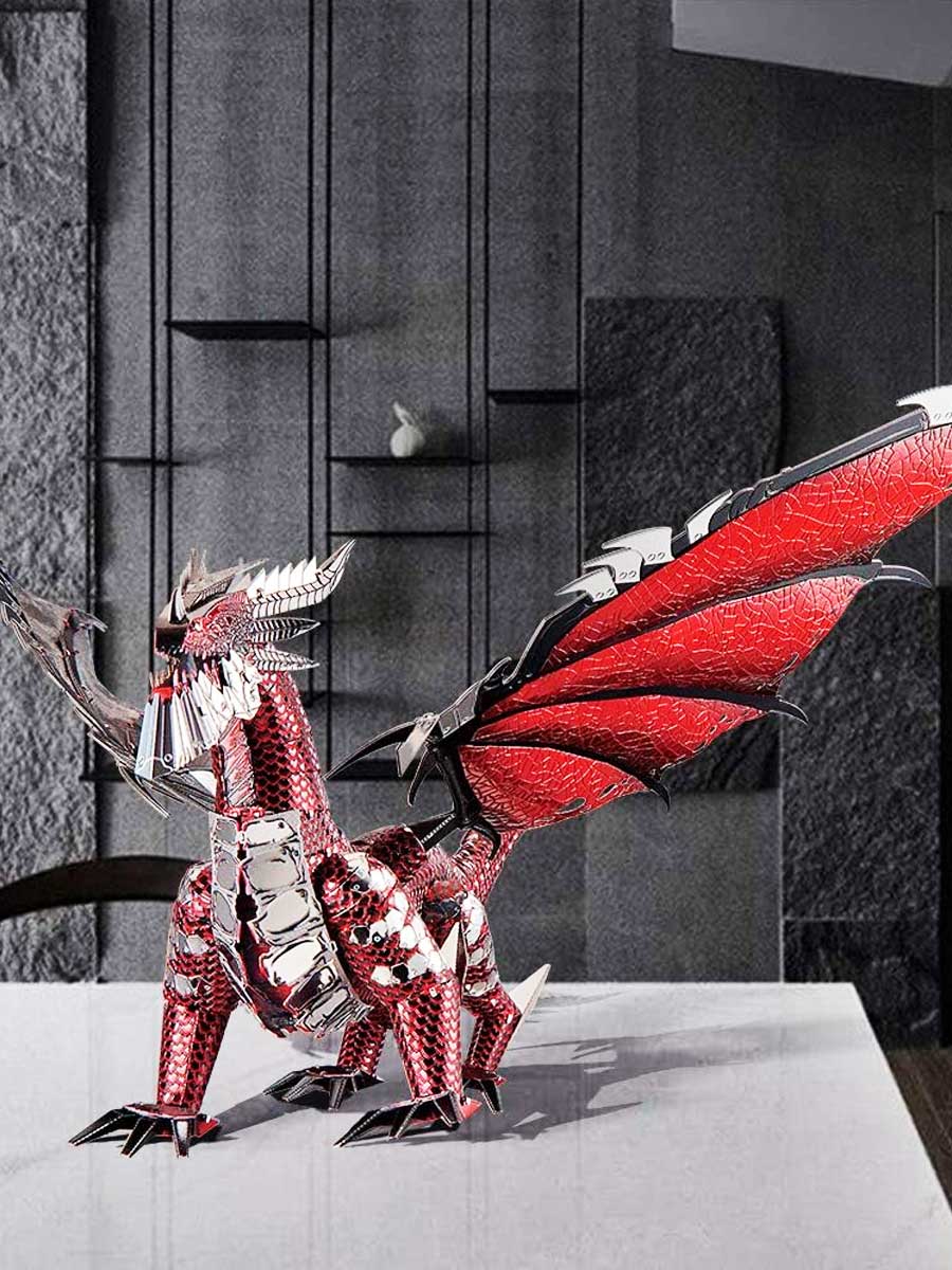 3d Métal Puzzle Dragon Rouge - GoCrazyPuzzle