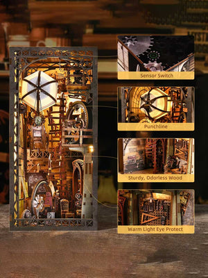 Book Nook – Cabinet de curiosités du voyageur (Bois, LED) - GoCrazyPuzzle