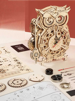 Horloge Hibou Bois Robotime ROKR | Puzzle 3D - GoCrazyPuzzle