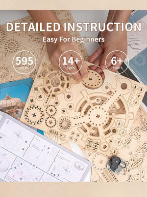Jeu de Construction Adulte « Château de Ciel » – Boîte à Musique 3D en Bois DIY - GoCrazyPuzzle