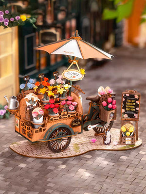 Maquette 3D Puzzle Charrette à Fleurs en Bois - GoCrazyPuzzle