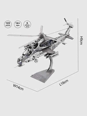 Maquette Avion Métal « Hélicoptère Militaire » – Puzzle 3D DIY, 122 Pièces - GoCrazyPuzzle