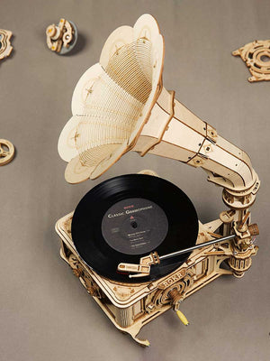 Maquette en Bois Gramophone à Manivelle | Robotime - GoCrazyPuzzle