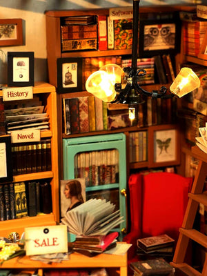 Miniature Maison Bibliothèque en Bois DIY avec Meubles | Robotime - GoCrazyPuzzle