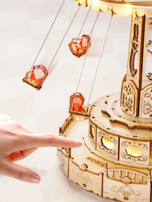Puzzle 3D Manège à Balançoires en Bois avec Musique et LED - GoCrazyPuzzle