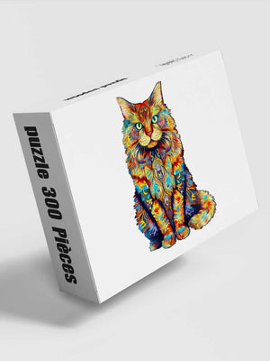 Puzzle Animaux Bois 300 Pièces Chat Fleuri - GoCrazyPuzzle