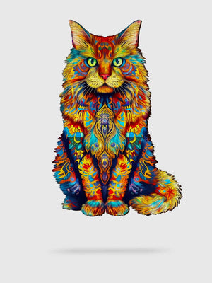 Puzzle Animaux Bois 300 Pièces Chat Fleuri - GoCrazyPuzzle