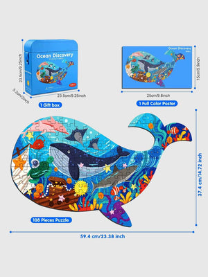 Puzzle Baleine 108 Pièces – Grand Puzzle Éducatif pour Enfants 4+ - GoCrazyPuzzle