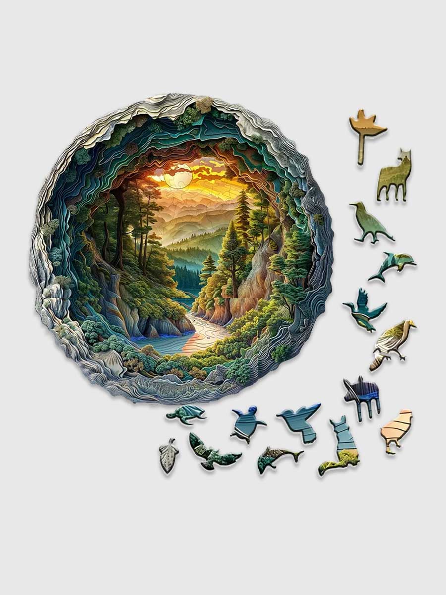 Puzzle Bois Forme Animaux - Aventure Forestière 3D - GoCrazyPuzzle