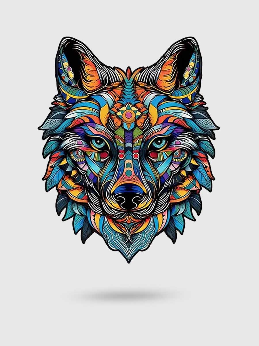 Puzzle Bois Loup aux Couleurs Vives - GoCrazyPuzzle