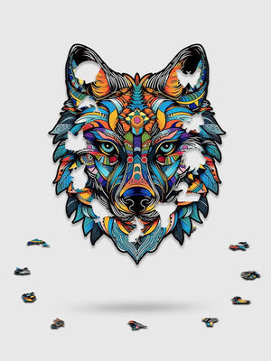 Puzzle Bois Loup aux Couleurs Vives - GoCrazyPuzzle