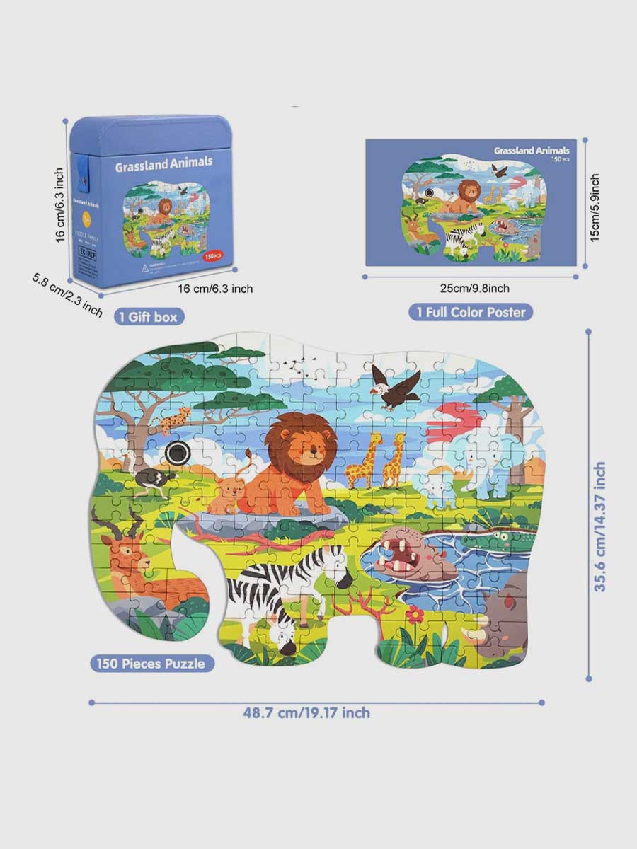 Puzzle Éléphant 150 Pièces – Grand Puzzle pour Enfants 4 à 10 Ans - GoCrazyPuzzle