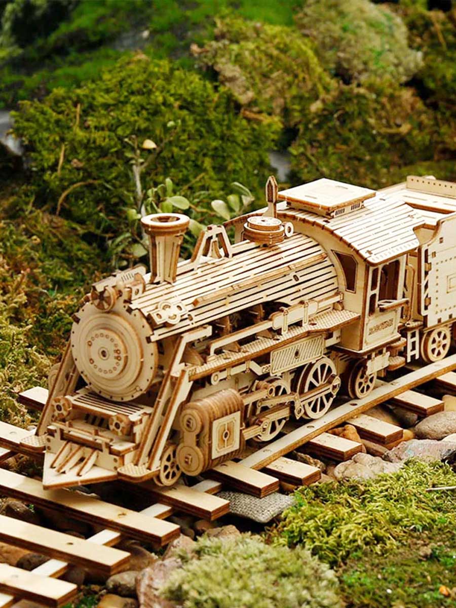 Train à Vapeur Express Puzzle 3D en Bois - GoCrazyPuzzle