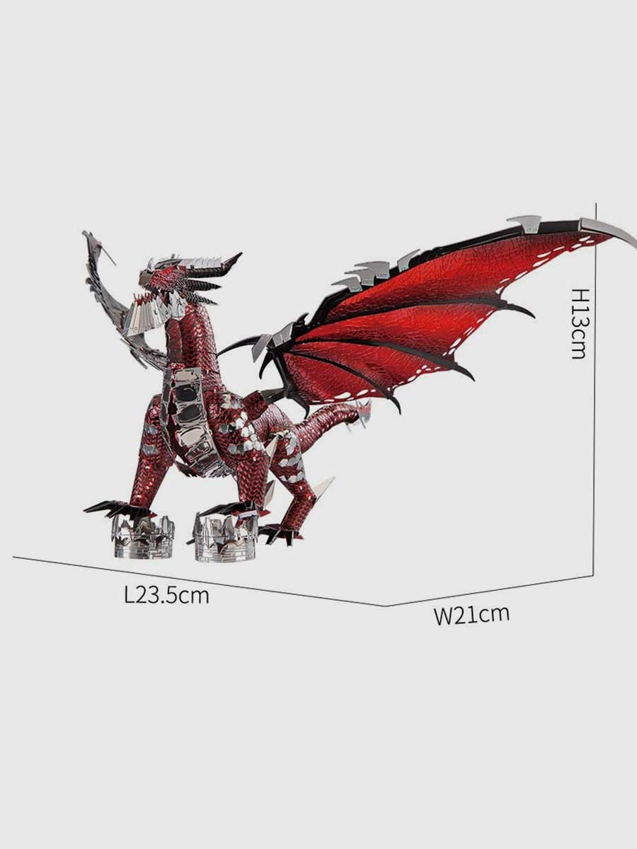 3d Métal Puzzle Dragon Rouge - GoCrazyPuzzle