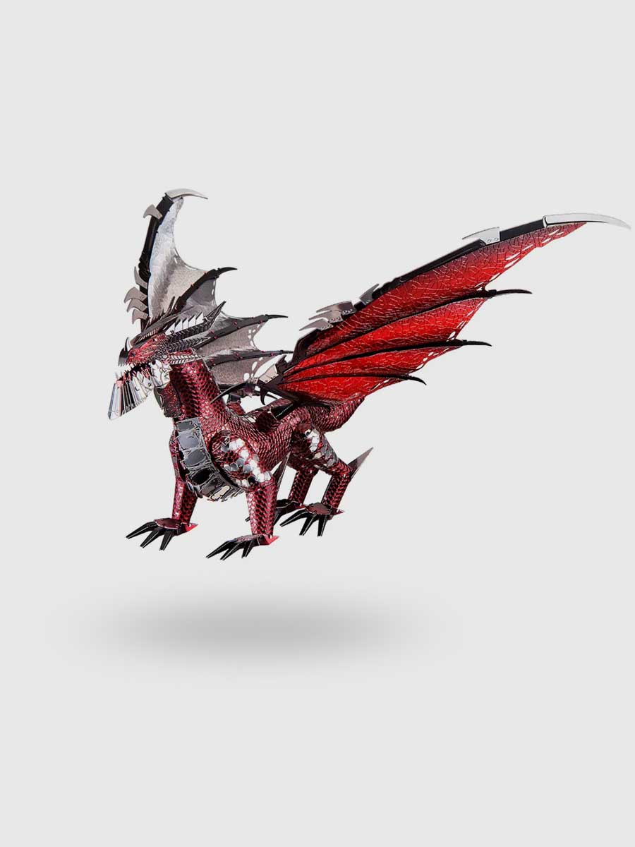 3d Métal Puzzle Dragon Rouge - GoCrazyPuzzle