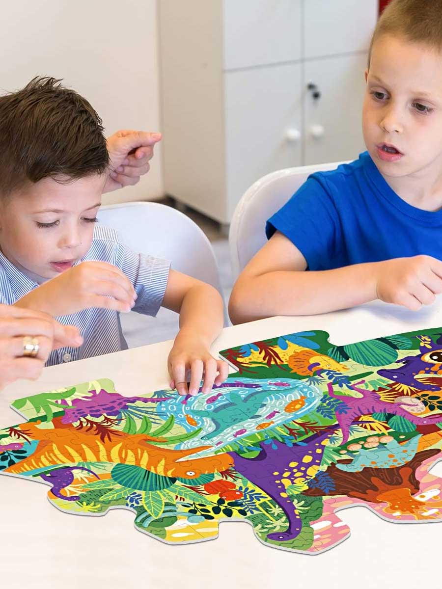 Dinosaure Puzzle 105 Pièces – Grand Puzzle Dinosaure pour Enfants 4+ - GoCrazyPuzzle