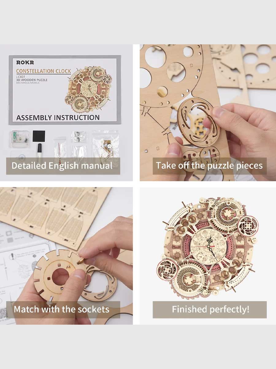Horloge Bois Robotime ROKR | Puzzle 3D - GoCrazyPuzzle