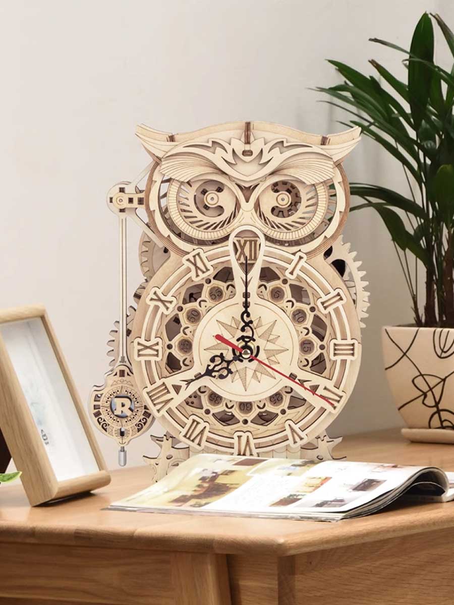 Horloge Hibou Bois Robotime ROKR | Puzzle 3D - GoCrazyPuzzle