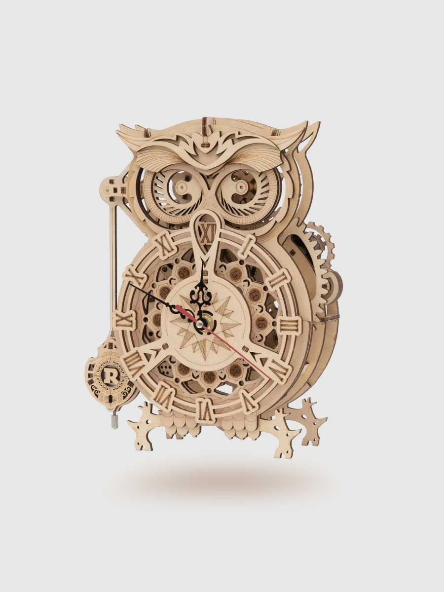 Horloge Hibou Bois Robotime ROKR | Puzzle 3D - GoCrazyPuzzle