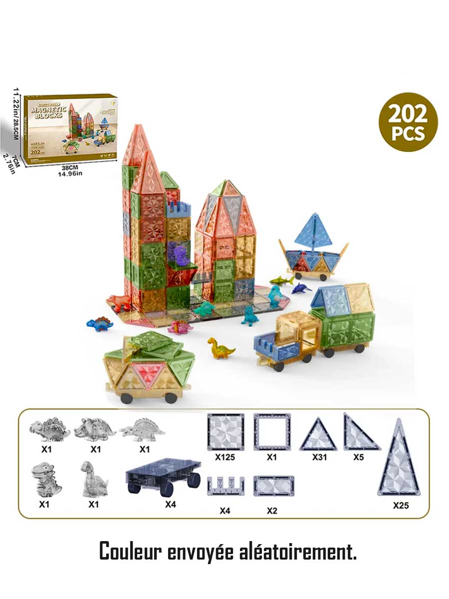 Jeu Construction Magnétique Dinosaures 3D – Blocs Éducatifs Montessori pour Enfant 3 Ans - GoCrazyPuzzle