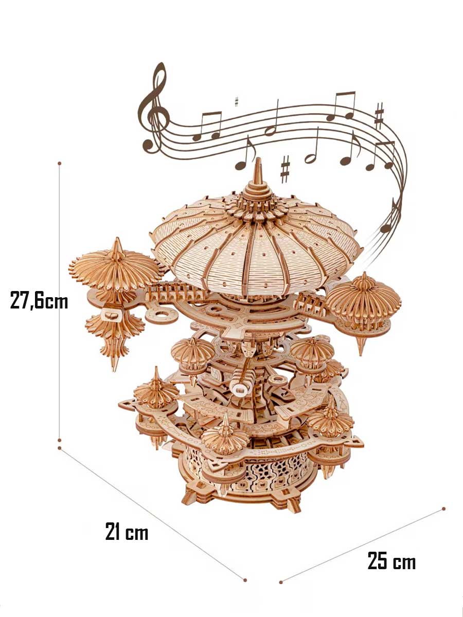 Jeu de Construction Adulte « Château de Ciel » – Boîte à Musique 3D en Bois DIY - GoCrazyPuzzle