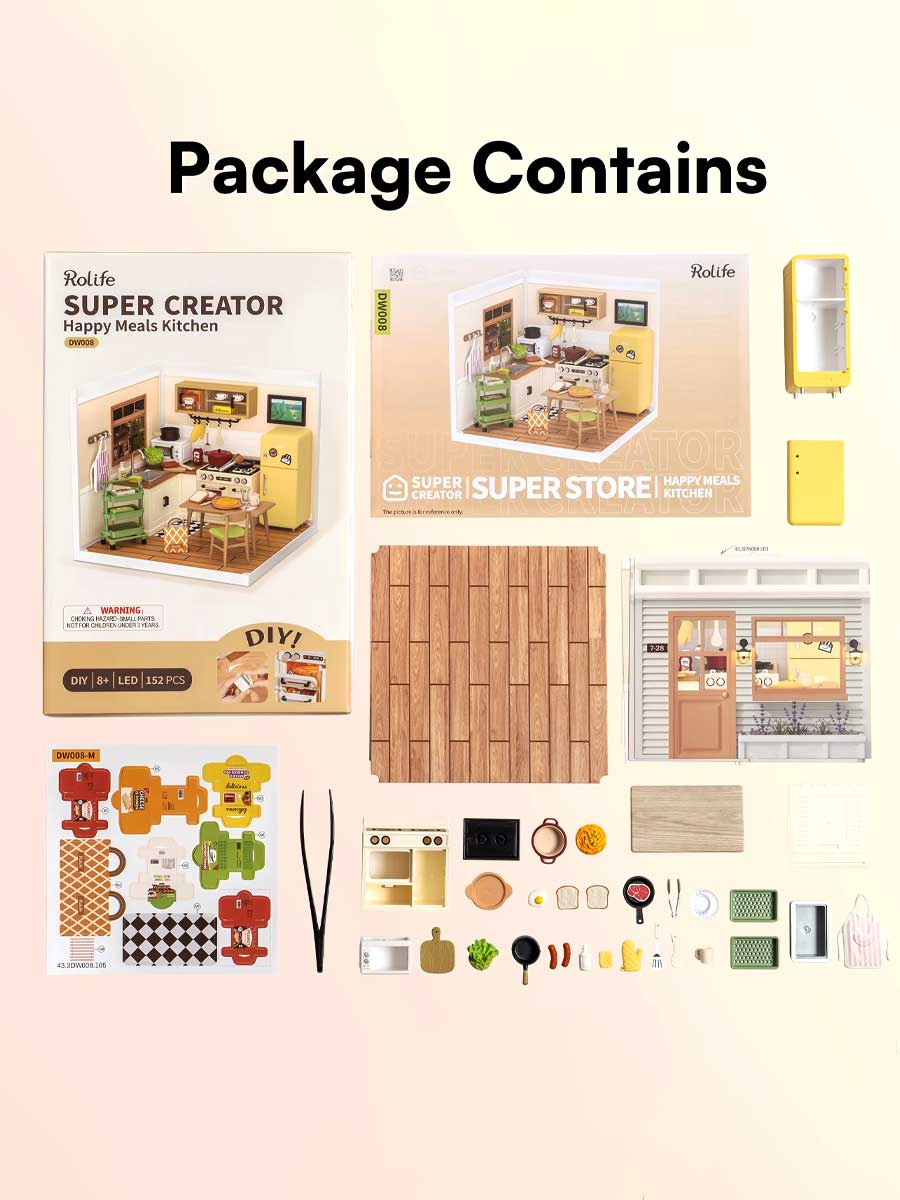 Maison en Miniature 3D Cuisine Happy Meals | Robotime Rolife - GoCrazyPuzzle