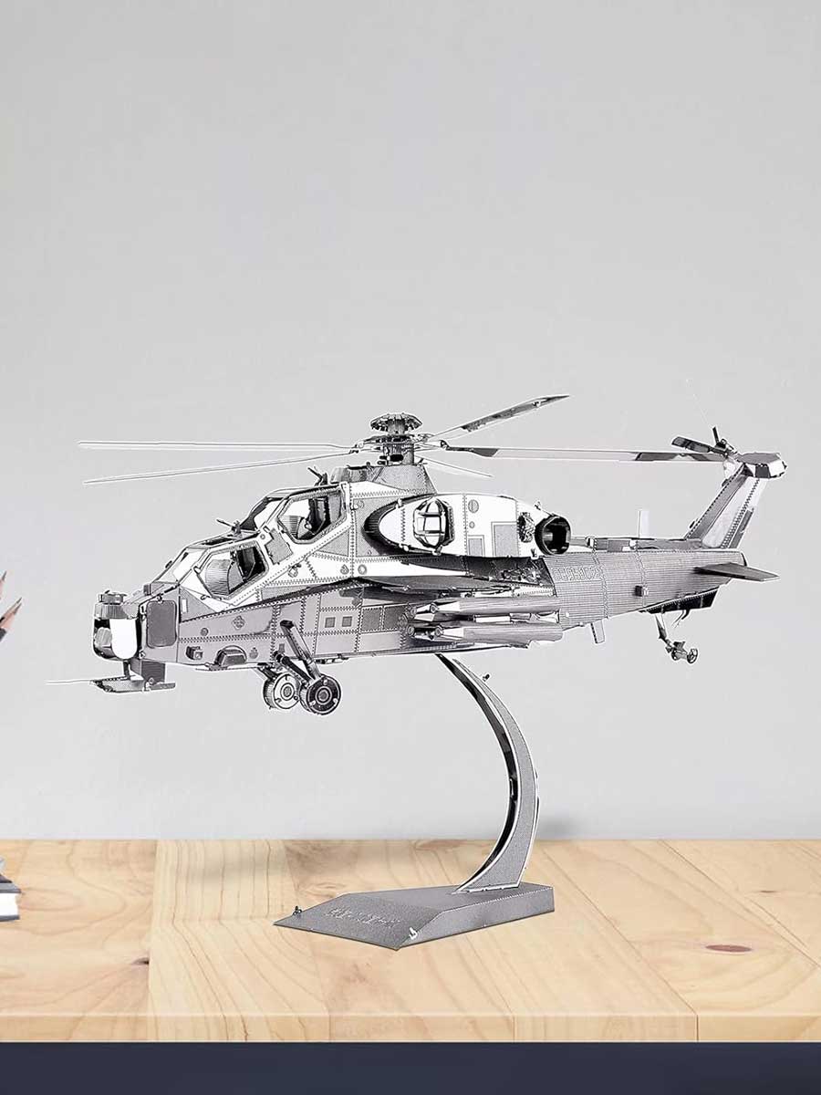 Maquette Avion Métal « Hélicoptère Militaire » – Puzzle 3D DIY, 122 Pièces - GoCrazyPuzzle