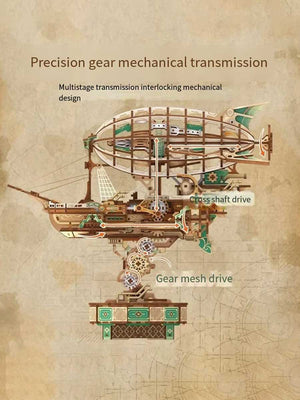 Maquette Bois 3D « Steam Navigation » – Modèle Mécanique à Engrenages DIY - GoCrazyPuzzle