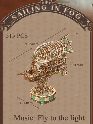 Maquette Bois 3D « Steam Navigation » – Modèle Mécanique à Engrenages DIY - GoCrazyPuzzle