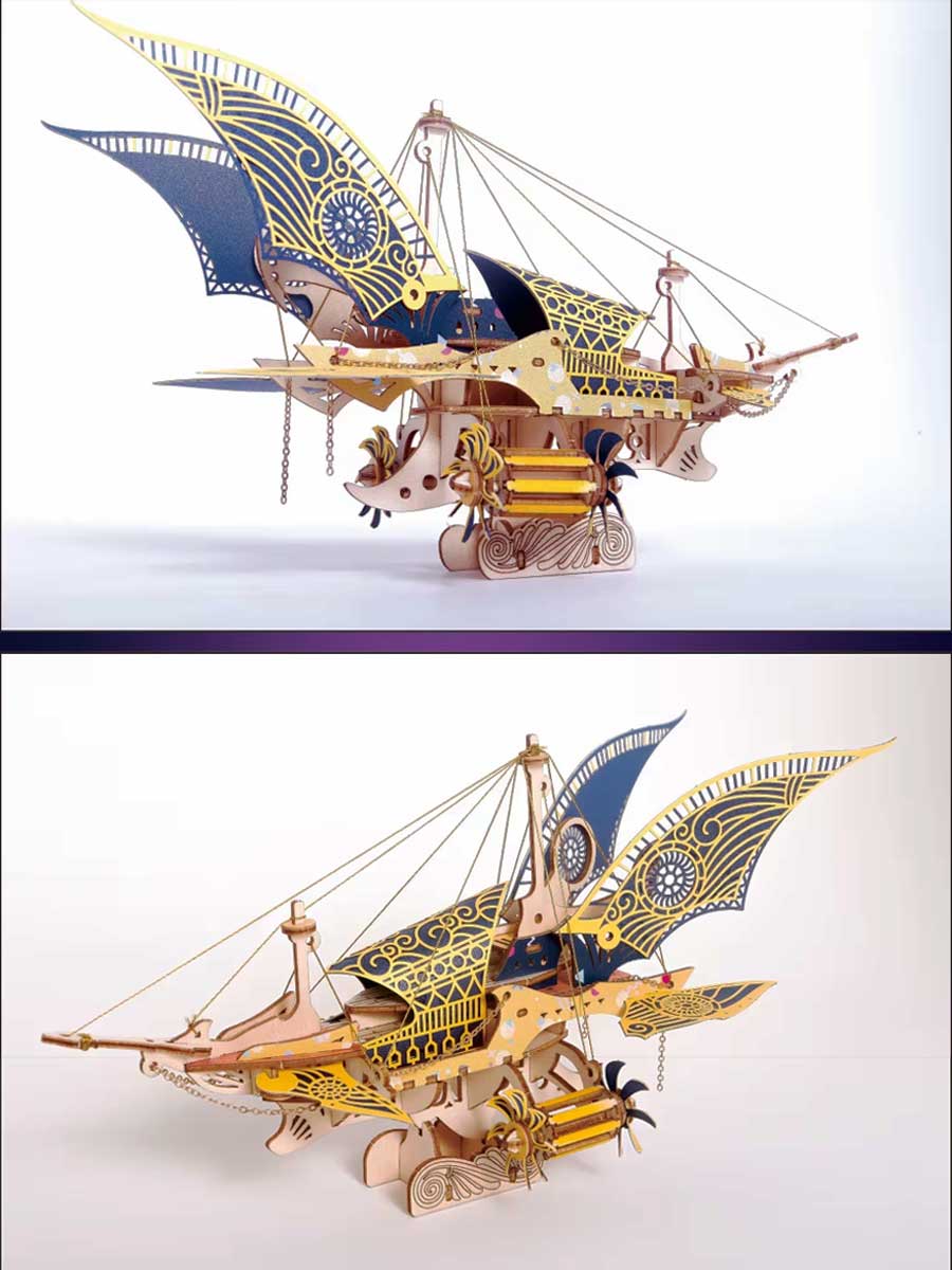 Maquette en Bois - Vaisseau Fantastique 3D - GoCrazyPuzzle