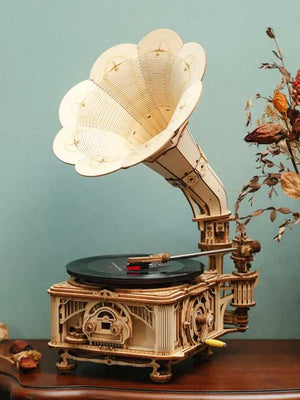 Maquette en Bois Gramophone à Manivelle | Robotime - GoCrazyPuzzle