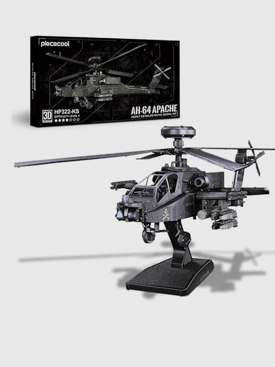 Maquette en Métal Hélicoptère AH - 64 Apache - GoCrazyPuzzle