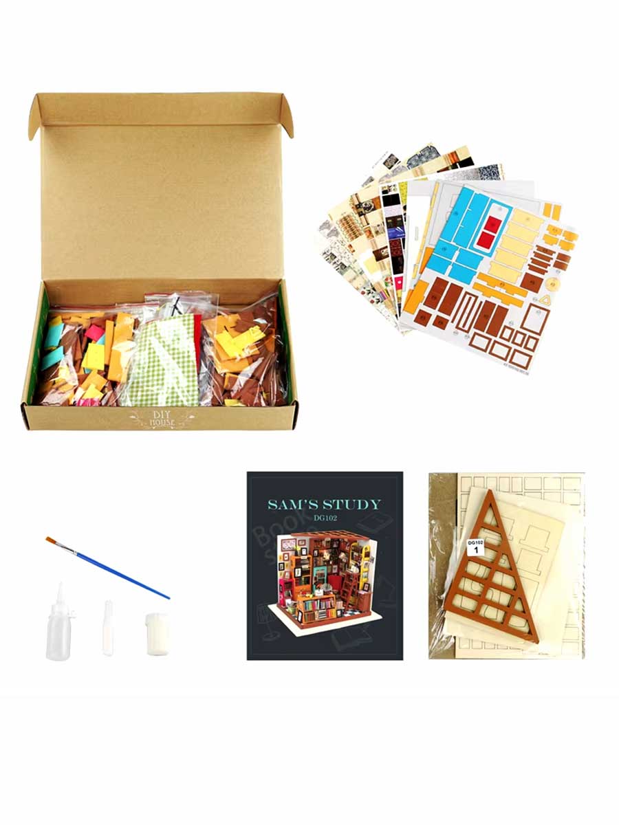 Miniature Maison Bibliothèque en Bois DIY avec Meubles | Robotime - GoCrazyPuzzle
