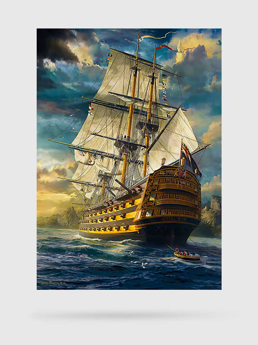 Puzzle 1000 Pièces Le Vieux Navire en Mer - GoCrazyPuzzle