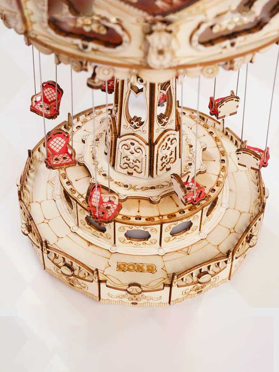 Puzzle 3D Manège à Balançoires en Bois avec Musique et LED - GoCrazyPuzzle
