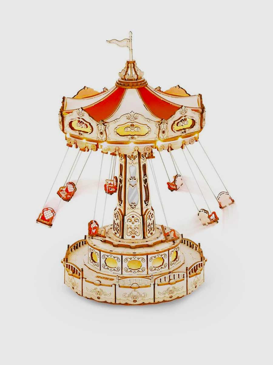 Puzzle 3D Manège à Balançoires en Bois avec Musique et LED - GoCrazyPuzzle