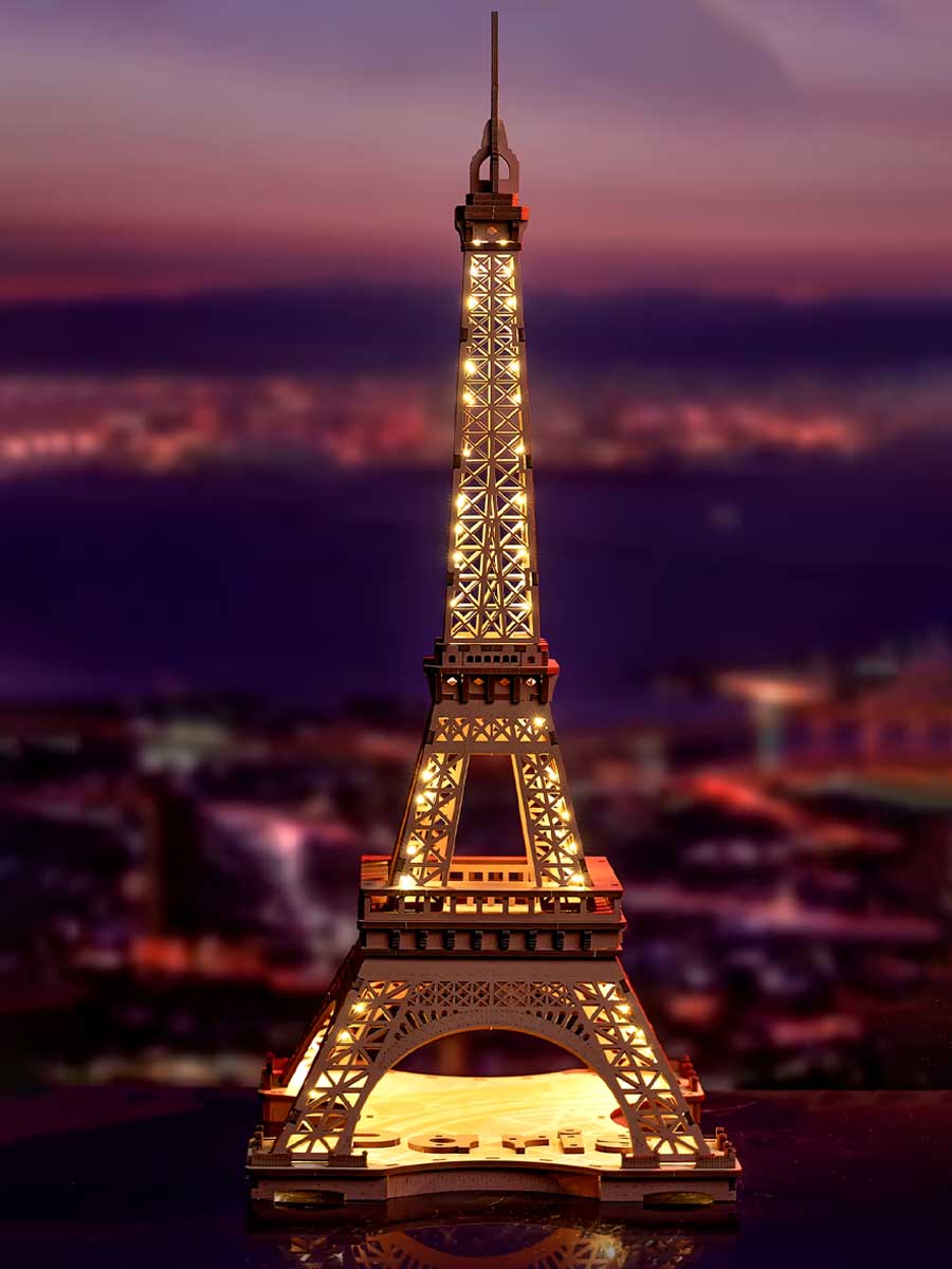 Puzzle 3D Tour Eiffel Éclairé en Bois | Robotime - GoCrazyPuzzle