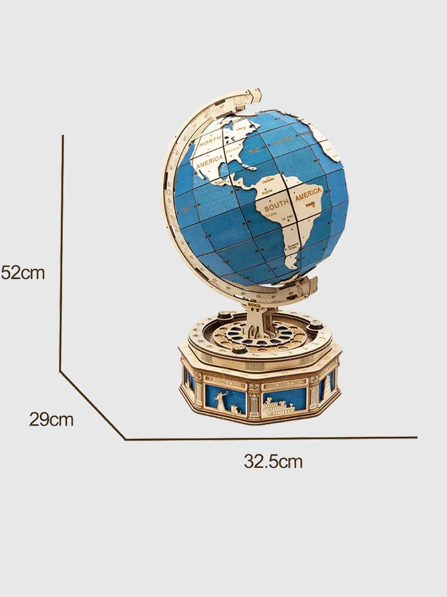 Puzzle 3D Globe Terrestre en Bois ROKR (567 pièces) - GoCrazyPuzzle