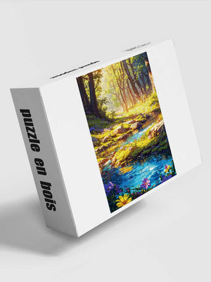 Puzzle Adulte en Bois Paysage Naturel - Ruisseau et Forêt - GoCrazyPuzzle