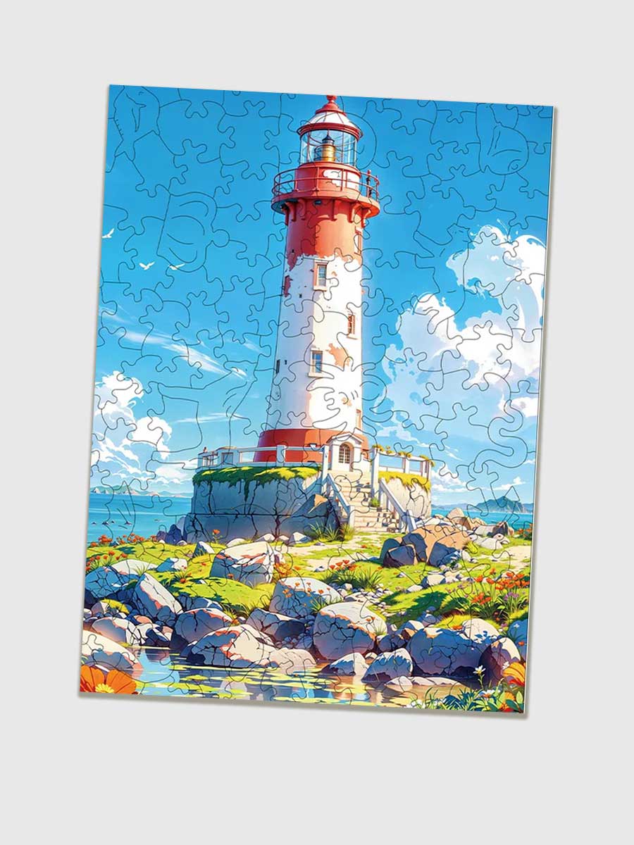 Puzzle Adulte en Bois - Phare et Paysage Côtier - GoCrazyPuzzle