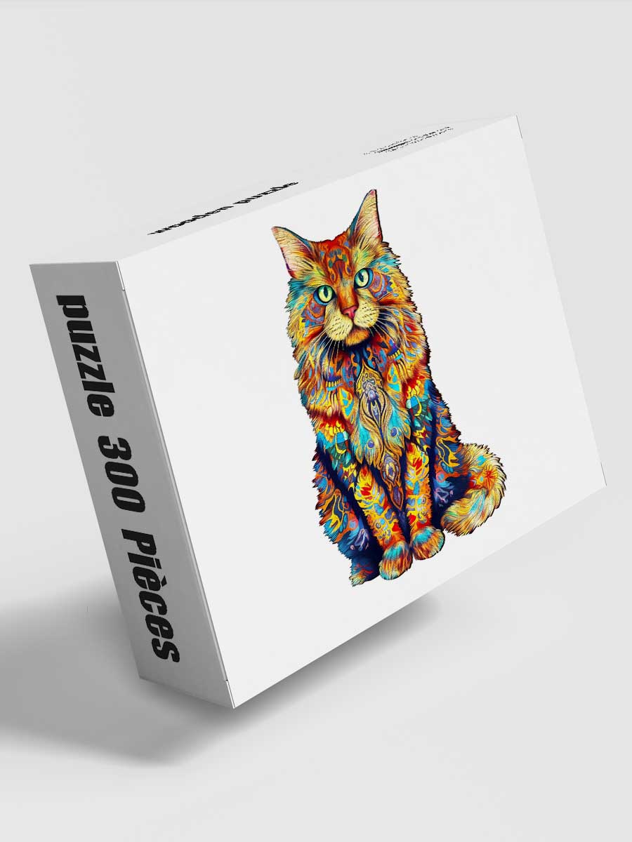 Puzzle Animaux Bois 300 Pièces Chat Fleuri - GoCrazyPuzzle