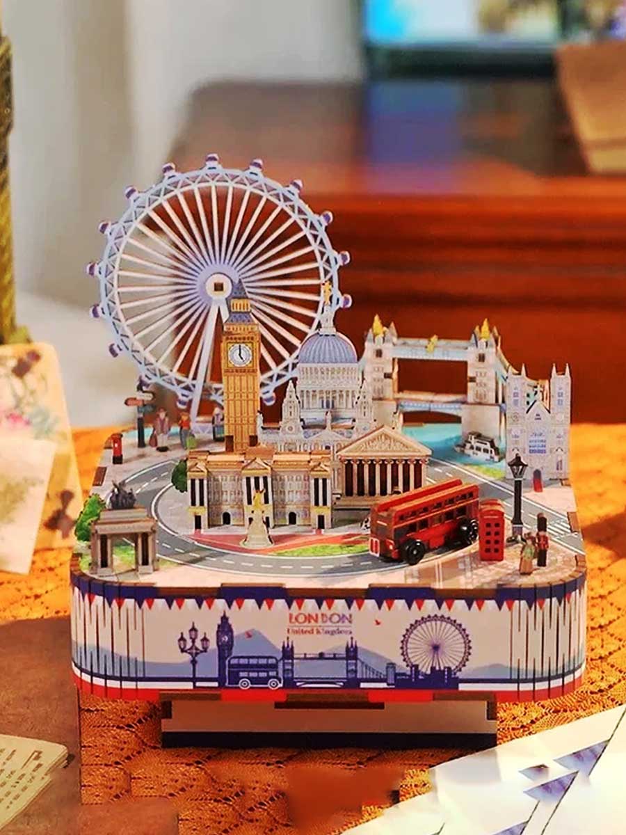 Puzzle Bois 3D « Vue de Londres » – Boîte à Musique DIY - GoCrazyPuzzle
