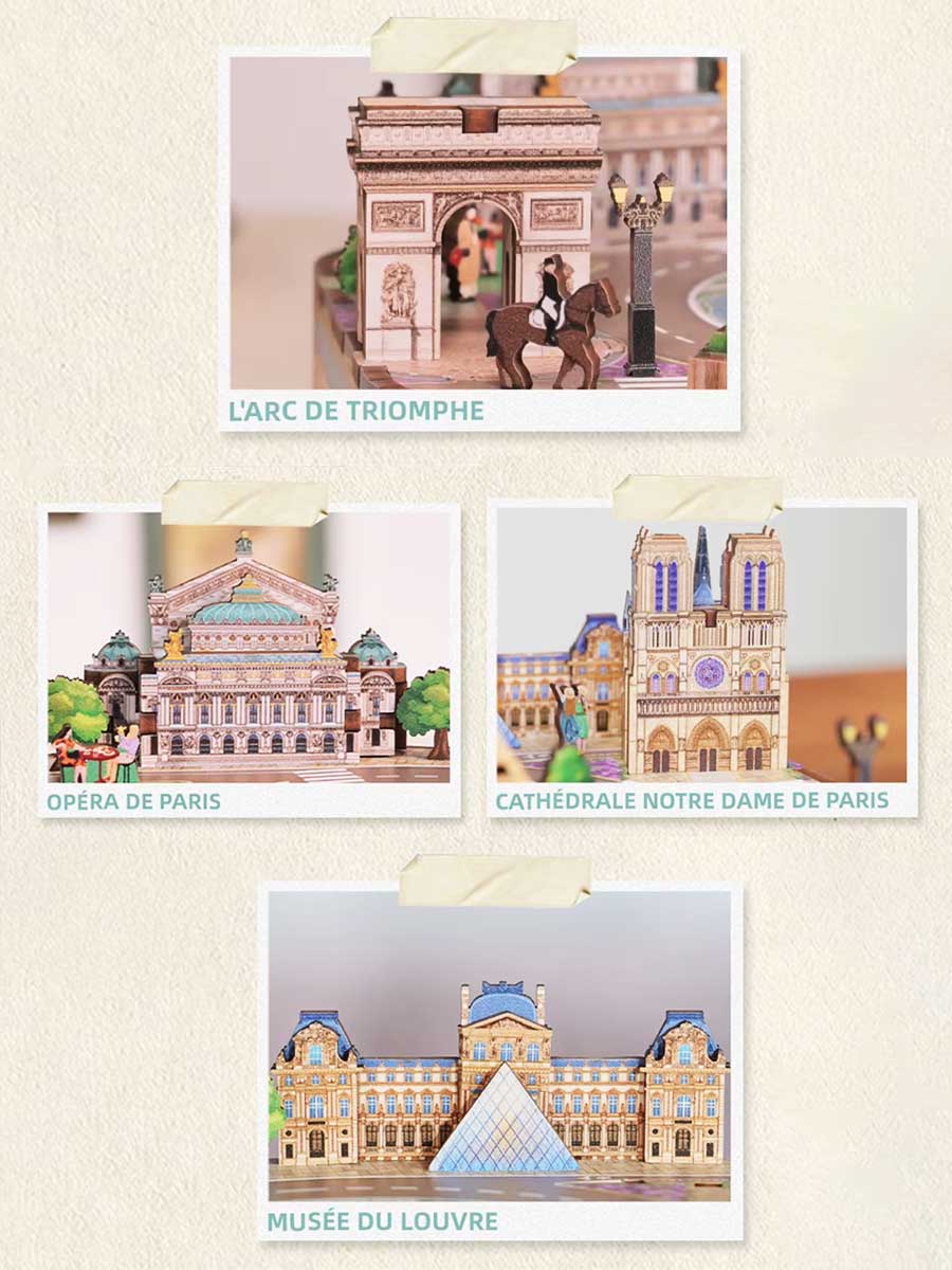 Puzzle Bois 3D « Paris » – Boîte à Musique DIY - GoCrazyPuzzle