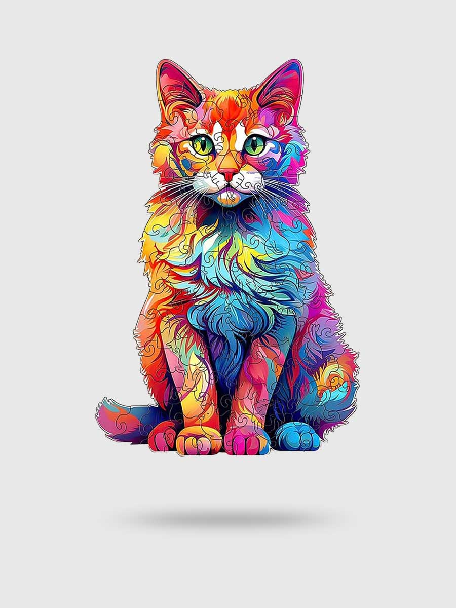 Puzzle Bois Chat Multicolore - GoCrazyPuzzle