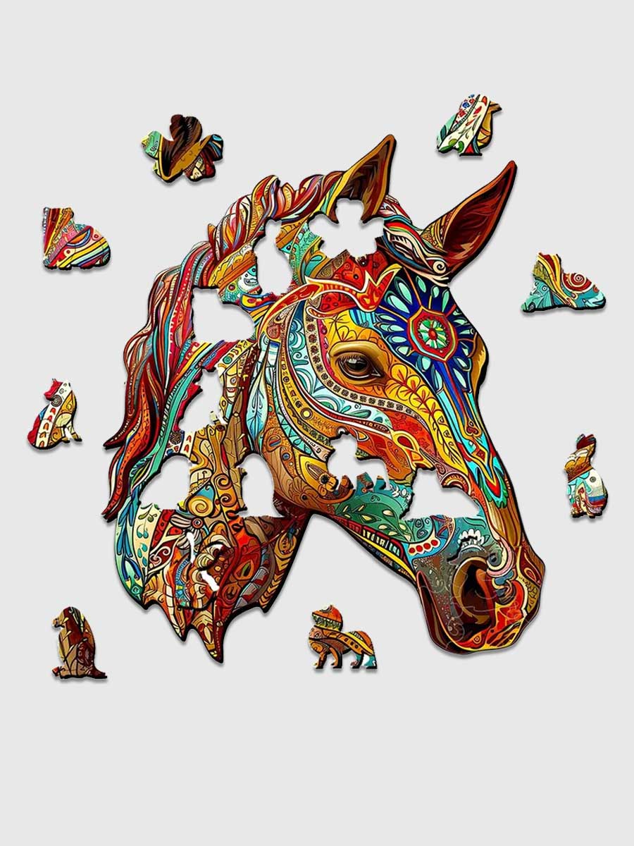 Puzzle Bois Cheval Coloré - GoCrazyPuzzle