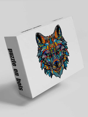 Puzzle Bois Loup aux Couleurs Vives - GoCrazyPuzzle