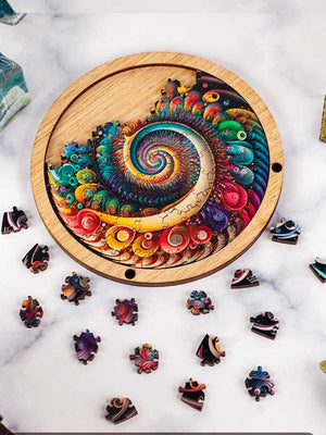 Puzzle Mandala Bois spirale colorée - GoCrazyPuzzle