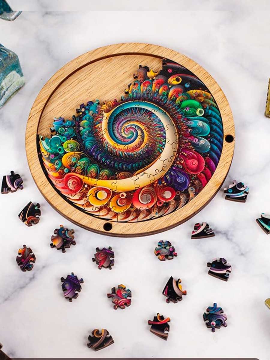 Puzzle Mandala Bois spirale colorée - GoCrazyPuzzle