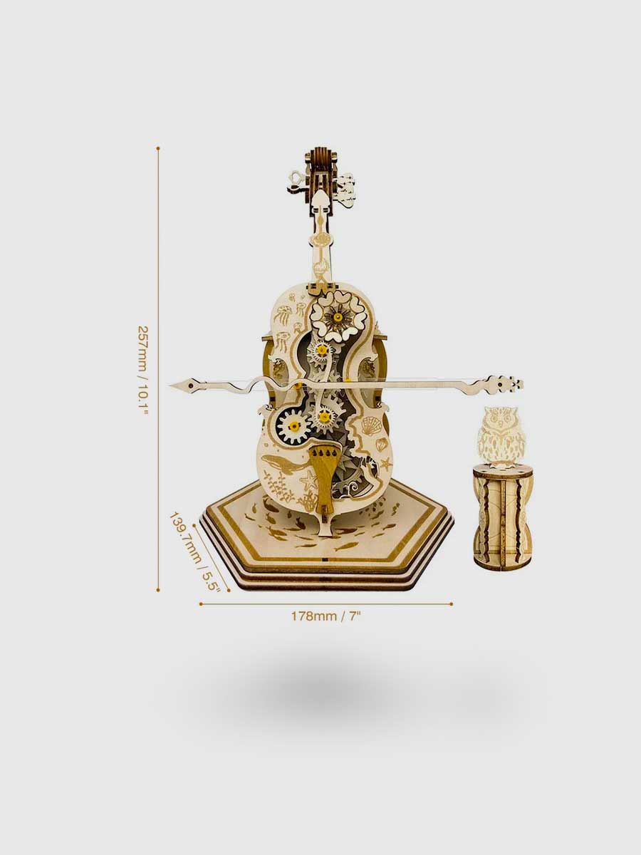 Puzzle Musique 3D Violoncelle Mécanique en Bois - GoCrazyPuzzle