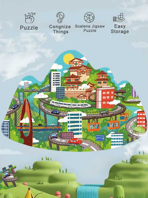 Puzzle Ville de Montagne 102 Pièces – Jeu Éducatif pour Enfants 3 Ans et Plus - GoCrazyPuzzle